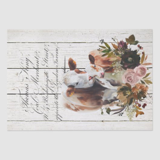 Floral Simmental Koeien Tissuepapier (Voorkant)