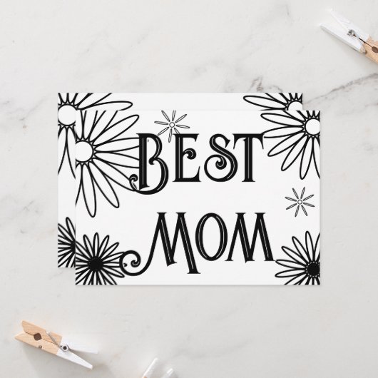 Floral Simple Moederdag Kaart (Voorkant / Achterkant in situ)