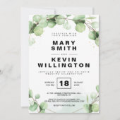 Floral Simple Rustic Eucaliptus Greenery Wedding Kaart (Voorkant)