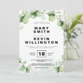 Floral Simple Rustic Eucaliptus Greenery Wedding Kaart (Staand voorkant)