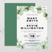 Floral Simple Rustic Eucaliptus Greenery Wedding Kaart (Voorkant / Achterkant)