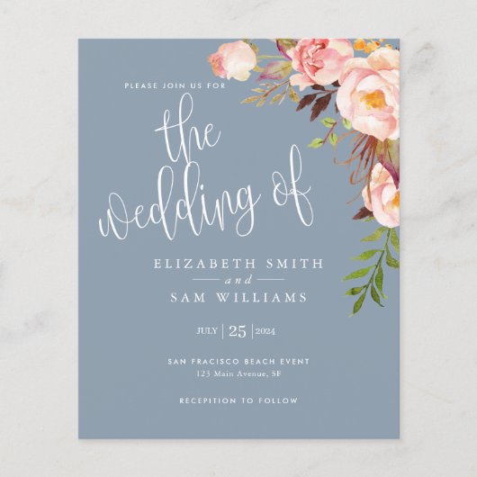 Floral Simple Wedding Invitation Budget Elegant Flyer (Voorkant)
