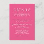 Floral Simplicity 1 Carnation Pink Minimal Wedding Informatiekaartje (Voorkant)