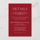 Floral Simplicity 1 Cranberry Minimal Wedding Informatiekaartje (Voorkant)