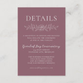 Floral Simplicity 1 Dusk Mauve Minimal Wedding Informatiekaartje (Voorkant)