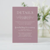Floral Simplicity 1 Mauve Minimal Wedding Informatiekaartje (Staand voorkant)