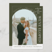 Floral Simplicity 1 Modern Green Elopement Aankondiging (Voorkant / Achterkant)