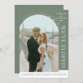 Floral Simplicity 1 Modern Green Elopement Aankondiging (Voorkant / Achterkant)