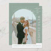 Floral Simplicity 1 Modern Green Elopement Aankondiging (Voorkant / Achterkant)