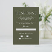 Floral Simplicity 1 Modern Green Minimal Wedding RSVP Kaartje (Staand voorkant)