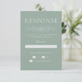 Floral Simplicity 1 Modern Green Minimal Wedding RSVP Kaartje (Staand voorkant)