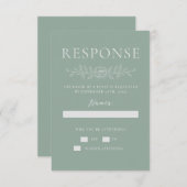 Floral Simplicity 1 Modern Green Minimal Wedding RSVP Kaartje (Voorkant / Achterkant)