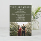 Floral Simplicity 1 Modern Green Rehearsal Dinner Kaart (Staand voorkant)