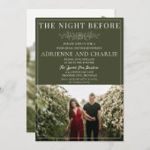 Floral Simplicity 1 Modern Green Rehearsal Dinner Kaart (Voorkant / Achterkant)