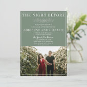 Floral Simplicity 1 Modern Green Rehearsal Dinner Kaart (Staand voorkant)