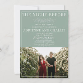 Floral Simplicity 1 Modern Green Rehearsal Dinner Kaart