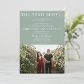 Floral Simplicity 1 Modern Green Rehearsal Dinner Kaart (Staand voorkant)