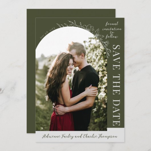 Floral Simplicity 1 | Modern Green | Save The Date (Voorkant / Achterkant)