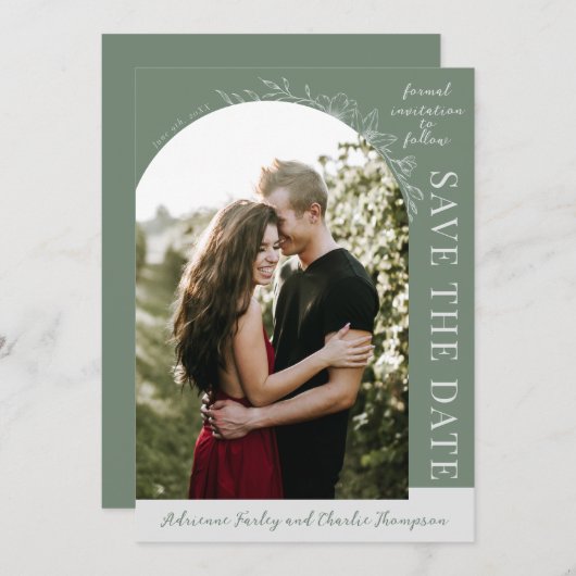 Floral Simplicity 1 | Modern Green | Save The Date (Voorkant / Achterkant)