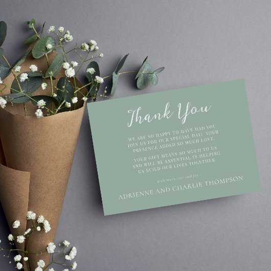 Floral Simplicity 1 Modern Green Thank You Note Bedankkaart