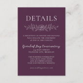 Floral Simplicity 1 Plum Purple Minimal Wedding Informatiekaartje (Voorkant)