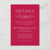 Floral Simplicity 1 Raspberry Minimal Wedding Informatiekaartje (Voorkant)