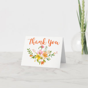 Floral Sinaasappel Dank u Lily Flowers Pink Bedankkaart