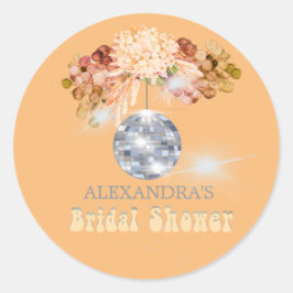 Floral Sinaasappel Disco Ball Vrijgezellenfeest St Ronde Sticker