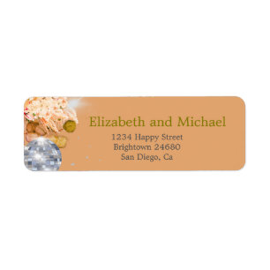 Floral Sinaasappel Elegant Eucalyptus Disco Etiket