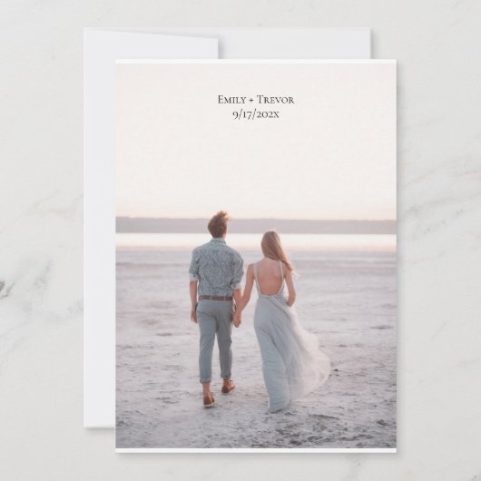 Floral-sinaasappel en witbruiloft save the date (Achterkant)