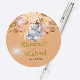 Floral Sinaasappel Eucalyptus Pampas Elegant Disco Ronde Sticker