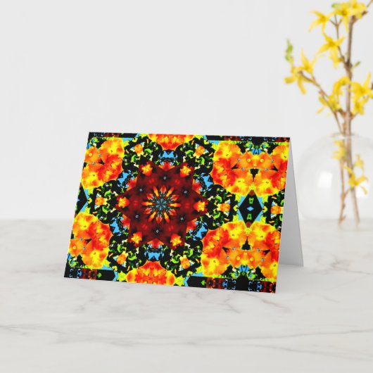 Floral Sinaasappel Kaart (Gele Bloem)