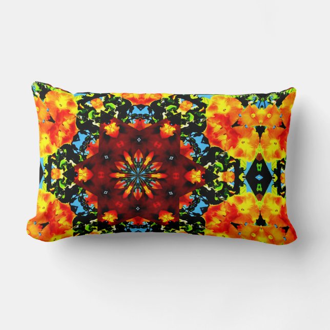 Floral Sinaasappel Kussen (Voorkant)