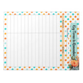 Floral Sinaasappel n Blue _ Sleuteltermen om te on Notitieblok (Voorkant)