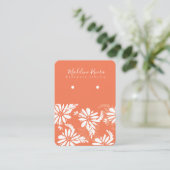 Floral Sinaasappel Wit Handgemaakte Oorbel Display Contactkaartje (Staand voorkant)