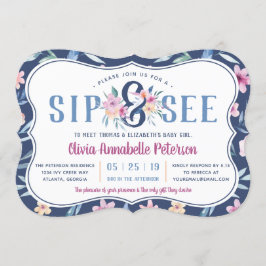 Floral Sip and See Baby shower Invitation, Lente Kaart
