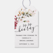 Floral Sip Sip Hooray Favor Vrijgezellenfeest Cadeaulabel (Voorkant)