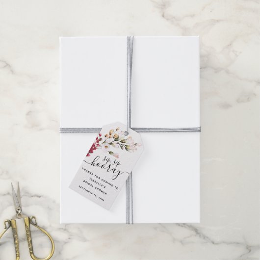 Floral Sip Sip Hooray Favor Vrijgezellenfeest Cadeaulabel (Met Touw)