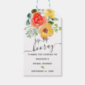 Floral Sip Sip Hooray Favor Vrijgezellenfeest Cadeaulabel (Voorkant)