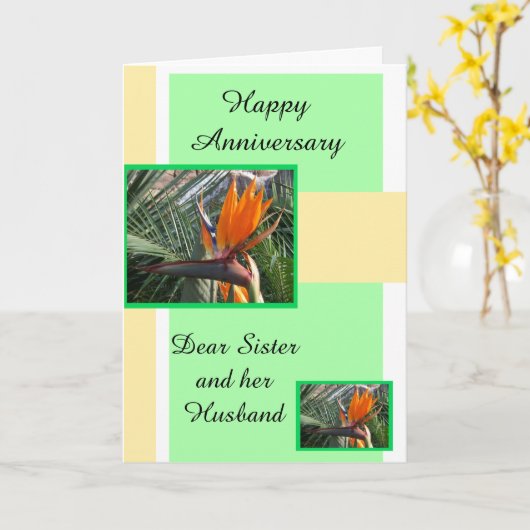 Floral Sister en Husband gepersonaliseerd Jubileum Kaart (Gele Bloem)