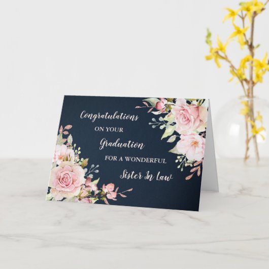 Floral Sister in Law Felicitaties Afstuderen Kaart (Gele Bloem)