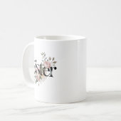 Floral Sister Typography Botanical Gift Design Koffiemok (Voorkant links)