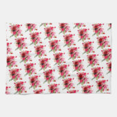 Floral Sjabloon Trendy Waterverf Roze rode rozen Theedoek (Horizontaal)