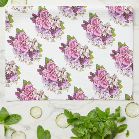 Floral Sjabloon Waterverf Kunstroze rozen Elegant Theedoek (Gevouwen)