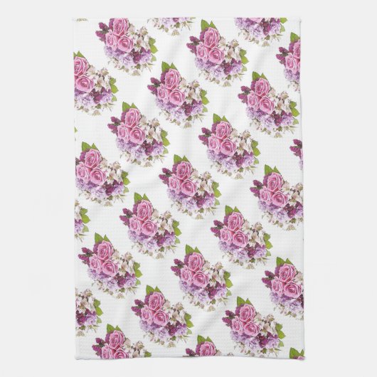 Floral Sjabloon Waterverf Kunstroze rozen Elegant Theedoek (Verticaal)