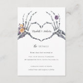 Floral Skeleton | Details Halloween Wedding Guest Informatiekaartje (Voorkant)