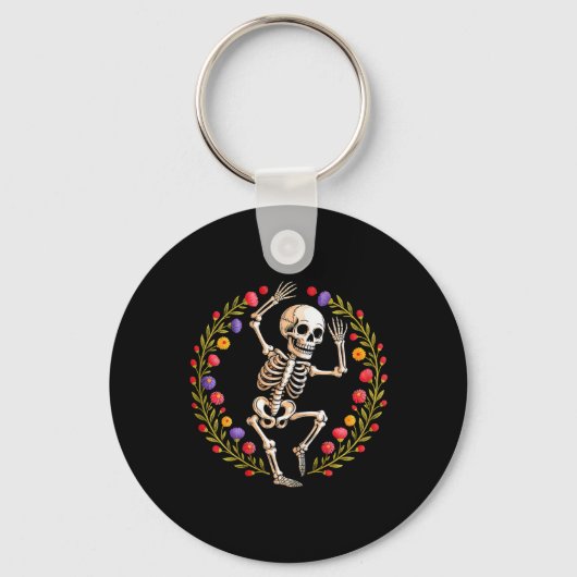 Floral Skeleton Funny Gothic Halloween Kostuum voo Sleutelhanger (Voorkant)