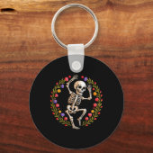 Floral Skeleton Funny Gothic Halloween Kostuum voo Sleutelhanger (Voorkant)