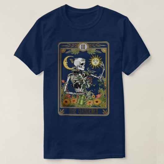 Floral skeleton Gardening Tarot the Gardener Plant T-shirt (Design voorkant)