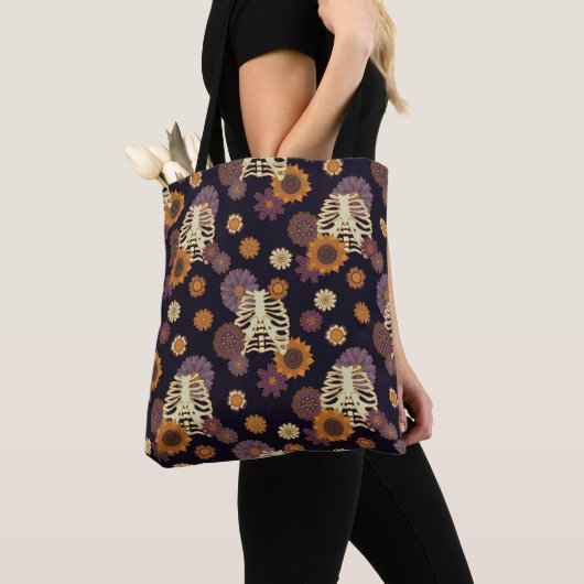 FLORAL SKELETON HALLOWEEN CANVAS TAS (Dichtbij)
